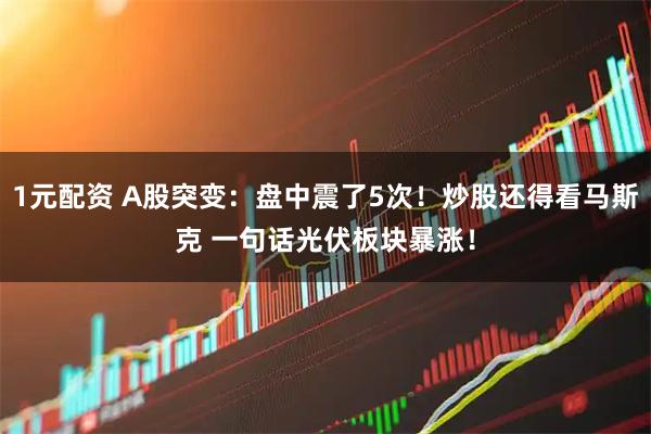 1元配资 A股突变：盘中震了5次！炒股还得看马斯克 一句话光伏板块暴涨！